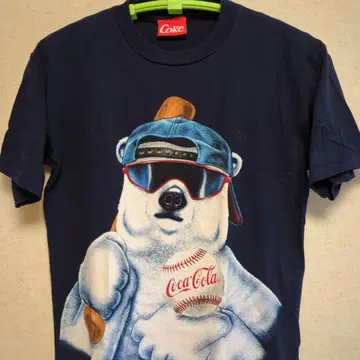 90s 빈티지 USA 코카콜라 북극곰 야구 캐릭터 티셔츠