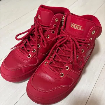 VANS 하이컷 스니커즈 레드 골드 금장 장식