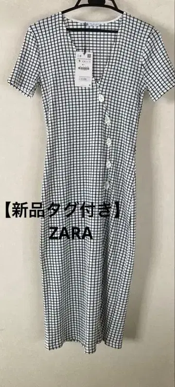 가격 인하 [ 택 포함 새상품 ] ZARA (자라) 체크 무늬 V넥 원피스