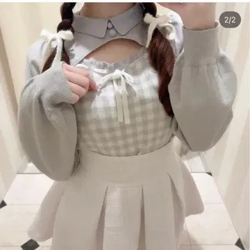evelyn 체크 옷깃 니트 긴팔
