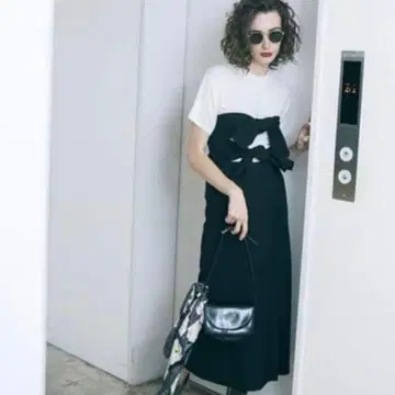 새상품급 ameri 아메리빈티지 더블 리본 원피스 드레스 블랙