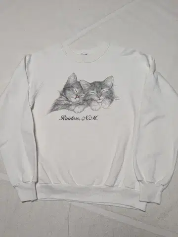 90s JERZEES USA제 래글런 맨투맨 고양이 V.miller