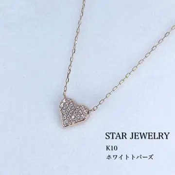 [ 새상품급 ] STAR JEWELRY K10 화이트 토파즈 목걸이 파베