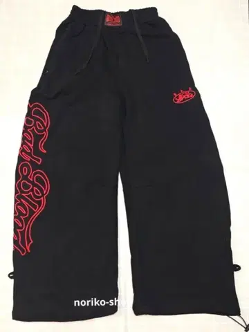 BADBLOOD 블랙x레드 스웨트 팬츠 자수 XS