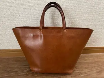genten 가죽 토트백 브라운 천연 가죽