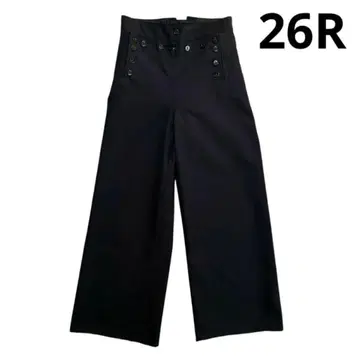 80s USNAVY 울 마린 팬츠 26R 블랙 와이드 플레어 블랙