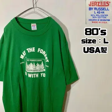 80s JERZEES 저지 티셔츠 빈티지 USA 그린 컬러 L