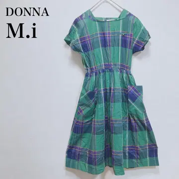 DONNA M.i 원피스 체크 그린 레트로 빈티지 일본제