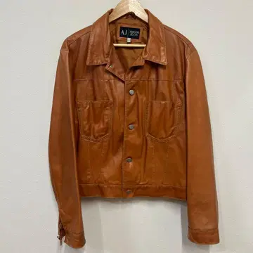 컨디션 최상 ARMANI JEANS 가죽 자켓 브라운