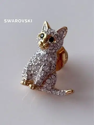 SWAROVSKI 고양이 모티브 파베 핑 브로치