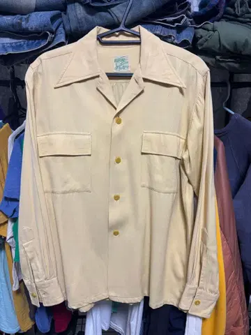 40s BEDFORD 레이온 개버딘 셔츠 개버 셔츠 빈티지