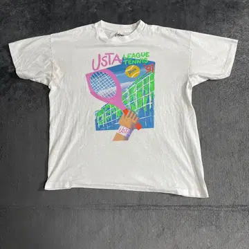 90s 시그널 싱글 스티치 티셔츠 USA 테니스 아트