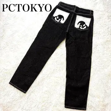 PCTOKYO BOO 로고 블랙 검정 데님 청바지 유령 L