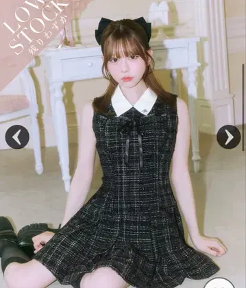 미셸 마카롱 키라키라 트위드 미니 원피스 블랙 XS
