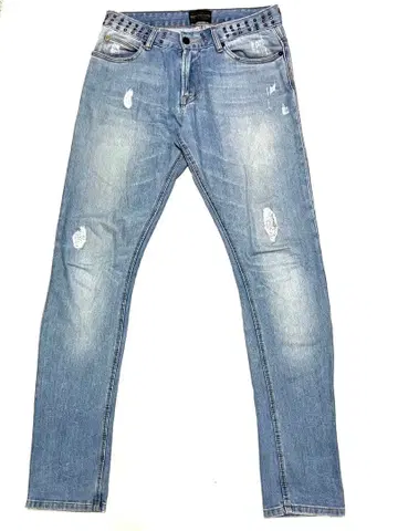 슬림 레그 ZARA 스터드 데님 팬츠 y2k 실루엣 헤이세이 갸루 남자
