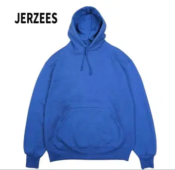 80s USA제 JERZEES 무지 후드티 풀오버 블루 M