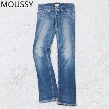 마우지 스트레이트 데님 워시 로우라이즈 아름다운 실루엣 면 혼방 포켓