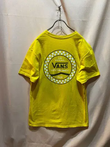 VANS T셔츠 머스타드 체커 로고 남성용 M 구제 의류 반스