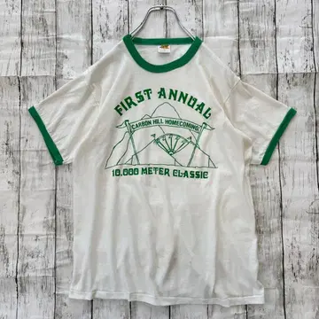70s 80s USA제 RUSSELL ATHLETIC 링거 T 금색 택