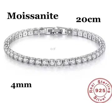 S925 모이사나이트 4mm 테니스 팔찌 실버 20cm