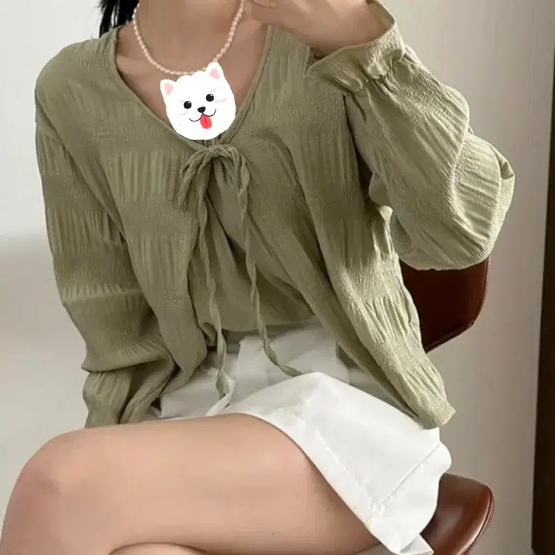 (새상품, 착샷) e;ann 셔링 가디건