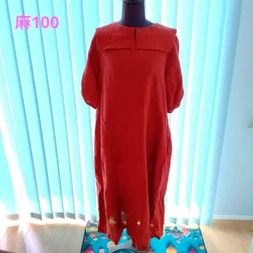 세일러 카라 린넨 롱 원피스
