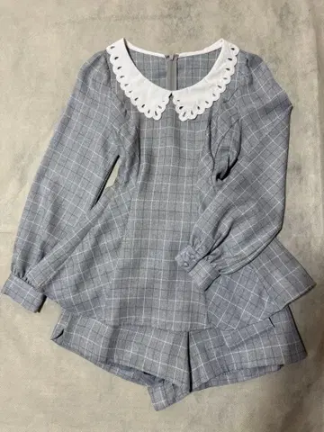 시크릿허니 셋업 그레이 체크