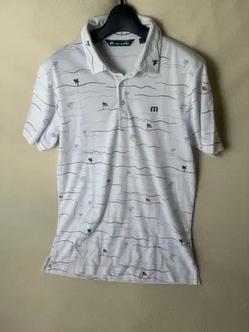 TravisMathew 피케 셔츠 화이트 올 패턴 S 사이즈