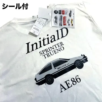 이니셜D AE86 TRNENO 티셔츠 통통 스티커 포함 화이트 M