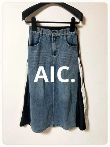 P1 AIC. 데님 리메이크 롱 스커트
