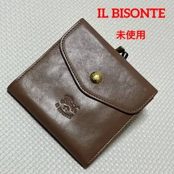 미사용 IL BISONTE 가죽 가마구치 3단 폴더형 지갑 그레이지
