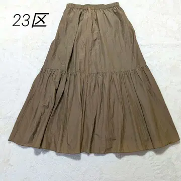 23구 티어드 롱 플레어 스커트 44 브라운 경량