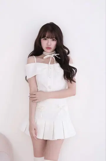 bunnylis 트위드 오프숄더 세트 상의만