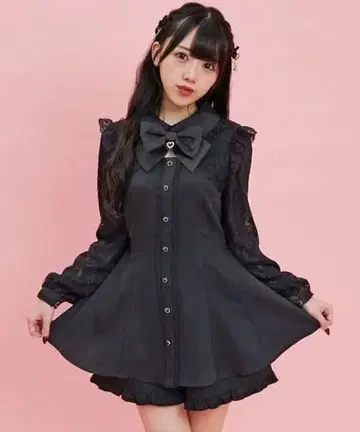 Secret Honey 레이스 볼레로풍 둥근 카라 셋업