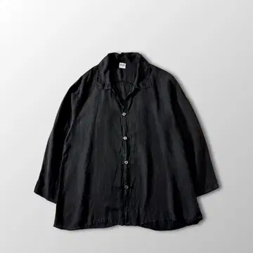 CP SHADES 블랙 린넨 셔츠 구제 의류 L