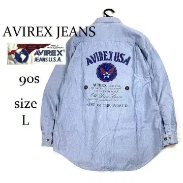 90s AVIREX JEANS USA 샴브레이 셔츠 백 프린트 L