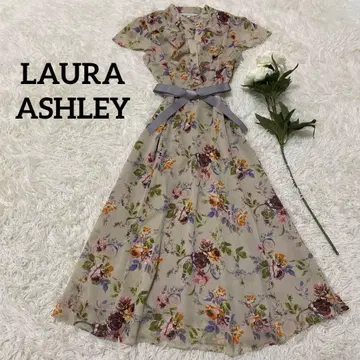 [ LAURA ASHLEY ] 셔츠 원피스 반팔 종아리 기장 꽃무늬