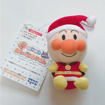 새상품 호빵맨 산타 봉제 인형 스트랩 크리스마스