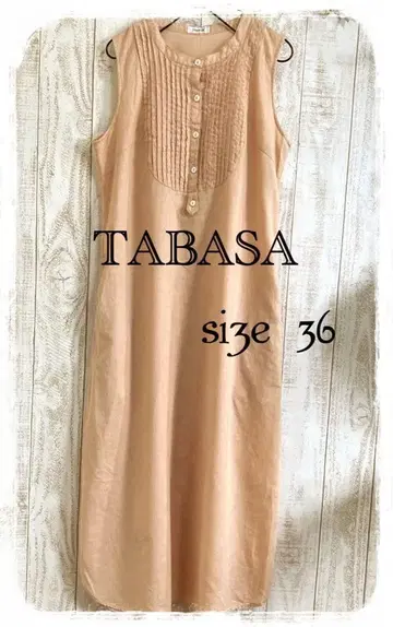 TABASA 핀턱 롱 원피스 린넨 슬리브리스 원피스