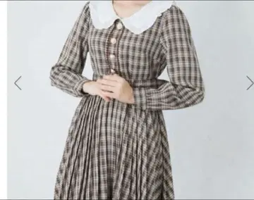 앙크루즈 플리츠 원피스 체크 앙크루즈 지뢰계 양산형