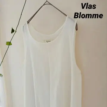 여름 아이템 세일! Vlas Blomme 슬리브리스 롱 원피스 화이트 면 100