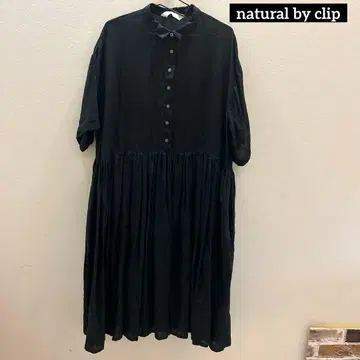 natural by clip 린넨 개더 셔츠 원피스 린넨 100% 블랙
