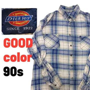 [ 좋은 배색 ] 90s Dickies 프리넬 L 파랑 체크 박스 실루엣