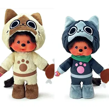 택 포함 새상품 몽치치 아이루 메루루 봉제 인형 2체 세트