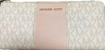 MICHAEL KORS L자 지퍼 장지갑 베이지 핑크