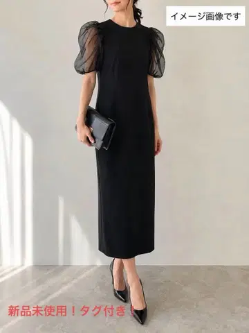 ZARA 택 포함 미사용 M 시어 오간자 퍼프 슬리브 원피스