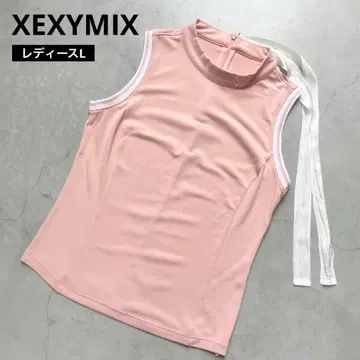XEXYMIX 젝시믹스 피케 모크넥 리본 포함 슬리브리스 L
