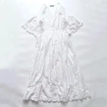 트루 바이 마리코 오이카와 컷워크 레이스 원피스 롱 맥시 화이트 F