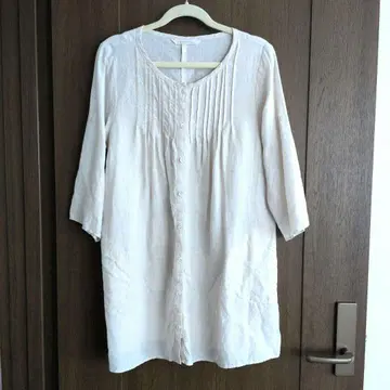 마드모아젤 논논 NON NO 린넨 핀턱 튜닉 블라우스 M