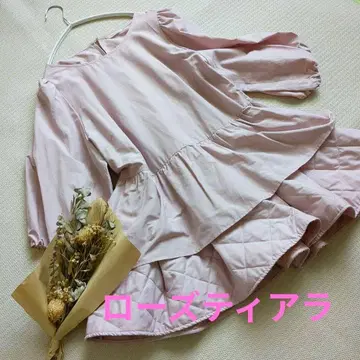 새상품급 로즈 티아라 46 빅 사이즈 페플럼 블라우스 퀼팅 핑크